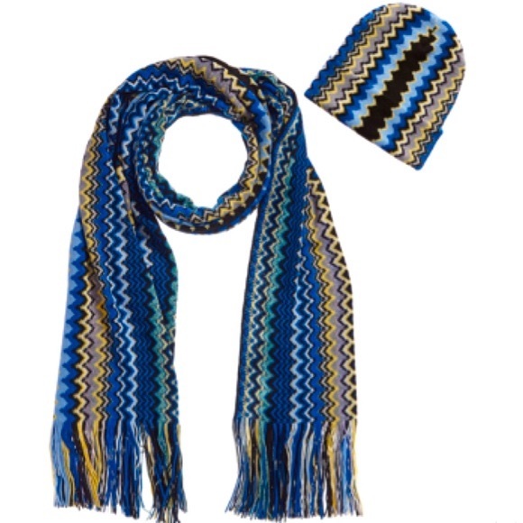 MISSONI Chevron Wool Blend Beanie & Scarf Set (2 Piece Set) - Picture 3 of 17